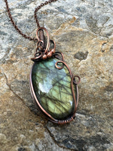 Load image into Gallery viewer, Labradorite and Copper Large Statement Pendant