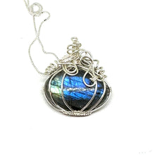 Load image into Gallery viewer, Silver & Labradorite Pumpkin Pendant