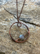 Load image into Gallery viewer, Labradorite Circle Pendant in Copper 