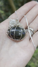 Load and play video in Gallery viewer, Silver and Labradorite Pumpkin Pendant