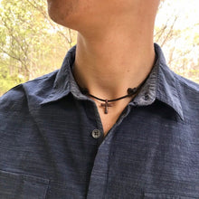 Load image into Gallery viewer, Mens Cross & Leather Necklace
