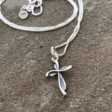 Load image into Gallery viewer, Silver Swirl Cross Necklace
