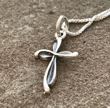 Load image into Gallery viewer, Silver Swirl Cross Necklace