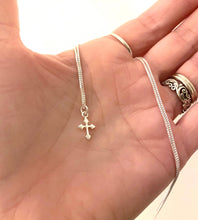 Load image into Gallery viewer, Tiny Sterling Cross Necklace