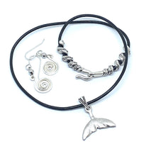 Load image into Gallery viewer, Mermaid Button necklace and earriings