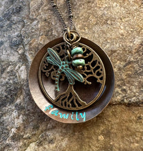 Load image into Gallery viewer, Family Tree Dragonfly Necklace