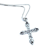 Load image into Gallery viewer, Etched Silver Cross Necklace