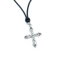 Load image into Gallery viewer, Etched Silver Cross Necklace
