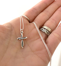 Load image into Gallery viewer, Silver Swirl Cross Necklace