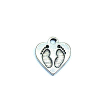 Load image into Gallery viewer, Baby Feet Heart Charm Sterling Silver

