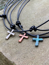 Load image into Gallery viewer, Mens Cross & Leather Necklace