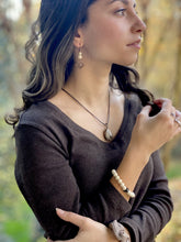 Load image into Gallery viewer, Fossil and Bronze Filigree Earrings - Yellowstone