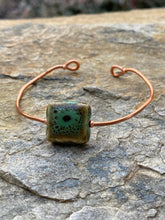 Load image into Gallery viewer, Green Tile and Copper Cuff Bracelet - Arches
