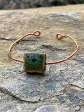 Load image into Gallery viewer, Green Tile and Copper Cuff Bracelet - Arches