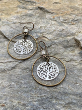 Load image into Gallery viewer, Filigree Silver Tree Hoop Earrings - Zion