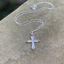 Load image into Gallery viewer, Etched Silver Cross Necklace