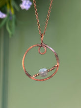 Load image into Gallery viewer, Labradorite Circle Pendant in Copper ￼
