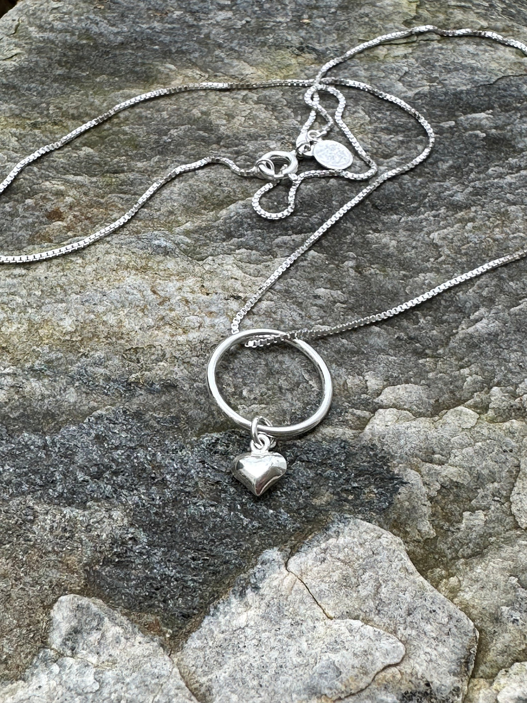 Sterling Circle Heart Necklace