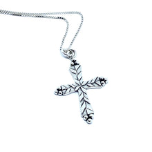 Load image into Gallery viewer, Etched Silver Cross Necklace
