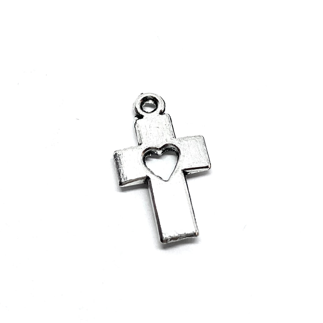 Small Silver Cross with Heart Cutout