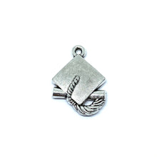 Load image into Gallery viewer, terling Silver Chain 3D Diploma And Graduation Cap Pendant

