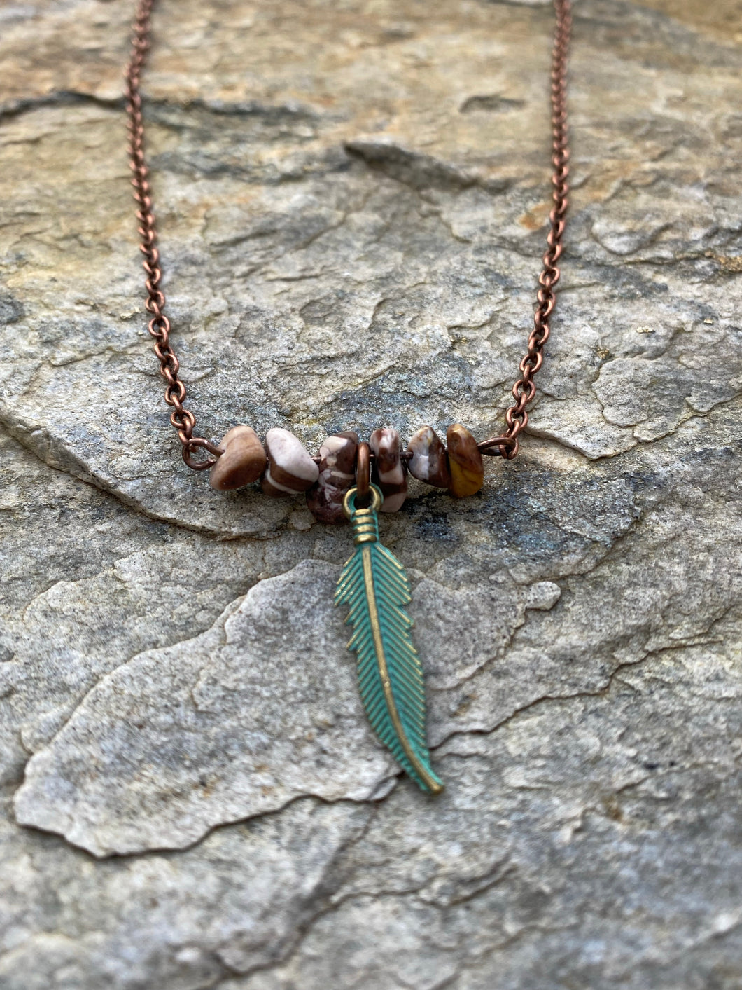 Jasper Feather Copper Necklace - Arches