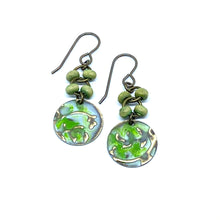 Load image into Gallery viewer, Hand Painted Green Dangle Earrings
