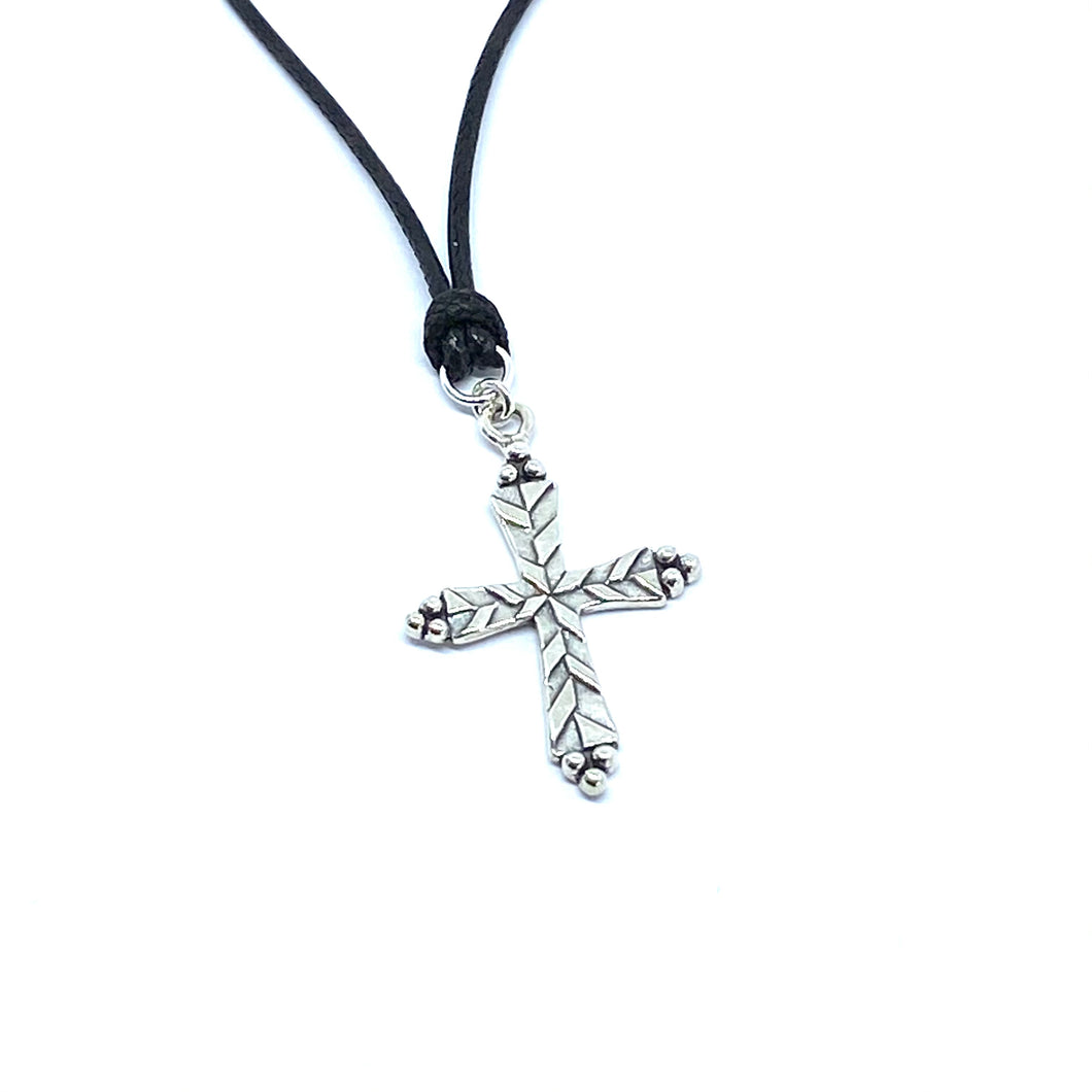 Etched Cross on Cord