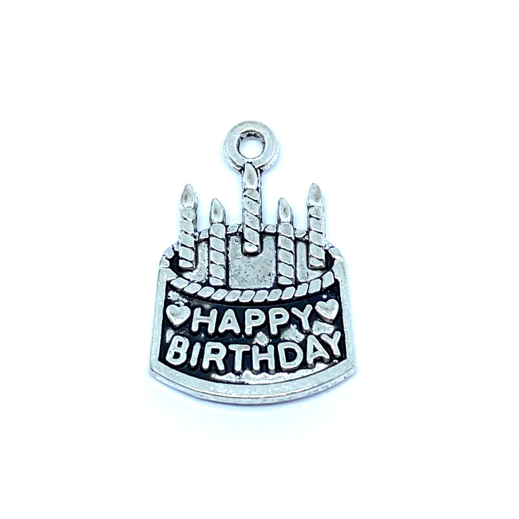 Antique Silver Birthday Cake Charms