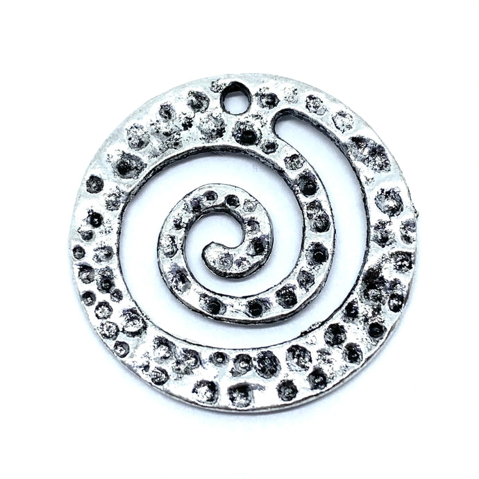 Swirl Charms Hammered Antique