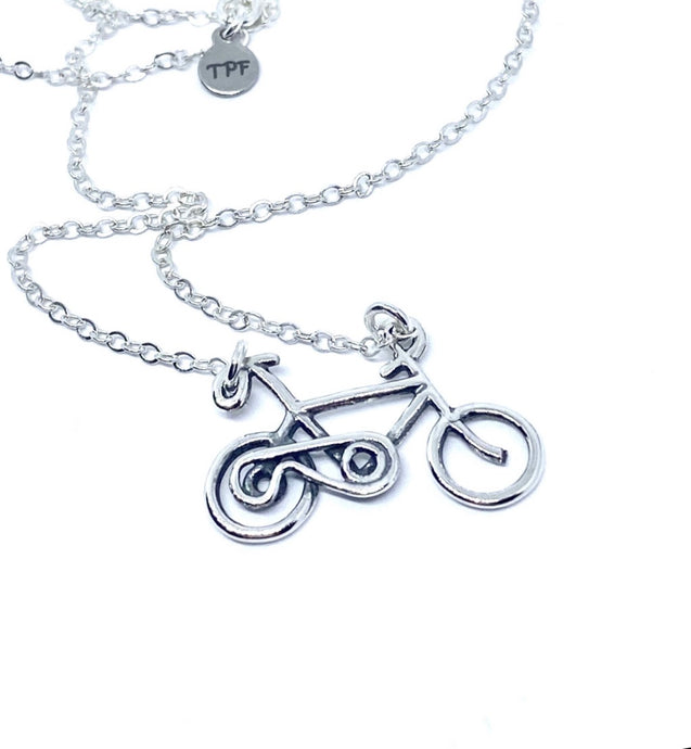 Silver Bicycle Necklace 