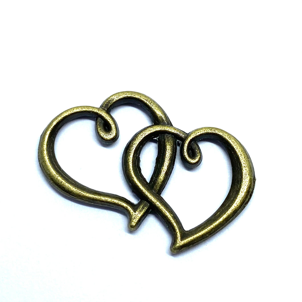 Two Linked Bronze Hearts